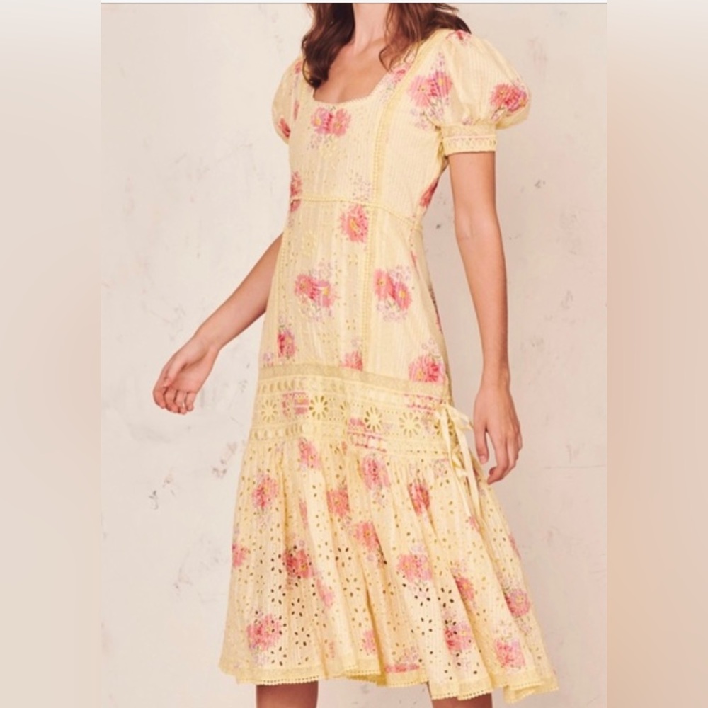 LoveShackFancy Reggie Yellow Floral Dress - Picture 6 of 11